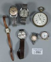 19th century Brass keyless lever pocket watch, a Tissot Seastar automatic day date steel
