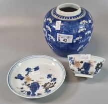 Chines porcelain Nanking Cargo Imari tea bowl and saucer, with Christi's label to the base of the