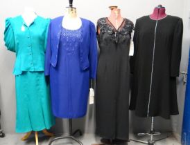 Collection of 1980's evening wear to include: a Helenel puff sleeve top and matching skirt, Fink