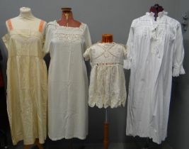 Collection of late 19th/early 20th Century clothing to include: broderie anglaise cotton bedgown,
