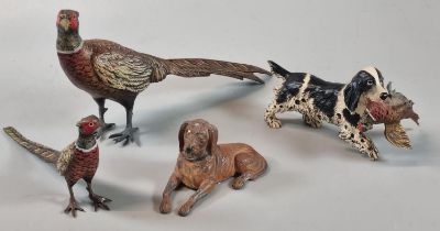 In the style of Franz Bergman, collection of cold painted animal figurines to include: two