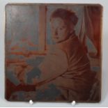 Glass and copper plate image of Dylan Thomas, used to reproduce images for print. (B.P. 21% + VAT)
