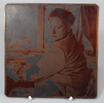 Glass and copper plate image of Dylan Thomas, used to reproduce images for print. (B.P. 21% + VAT)