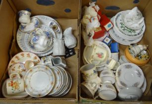 Two boxes of china to include: Royal Kent and Royal Albert 'Moonlight Rose' design teaware, Mason'