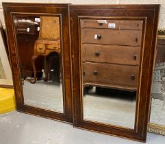 Pair of Edwardian style walnut and mahogany inlaid mirrors. 88x53cm approx. (2) (B.P. 21% + VAT)