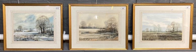 David Beaver (British 20th century), country landscapes, three including winter scene, a ploughed