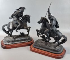 Pair of spelter Warrior figurines on horseback. (2) (B.P. 21% + VAT)