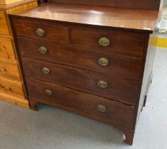 George III mahogany straight front chest of two short and three long drawers with brass plates on