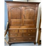 Early 19th century Welsh oak Cardiganshire two stage press cupboard now converted to a wardrobe,