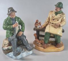 Two Royal Doulton bone china figurines to include: 'Lunchtime' HN2485 and 'A Good Catch' HN2258. (2)