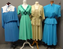 Collection of four 70's and 80's vintage outfits to include: John Charles spaghetti strap dress with