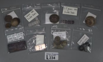 Collection of silver items to include one ounce eagle bar, other silver bars, Haile Selassie coin,
