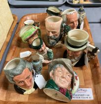 Tray of royal Doulton Character and Toby jugs to include: Sir Henry Doulton, The Poacher, Albert