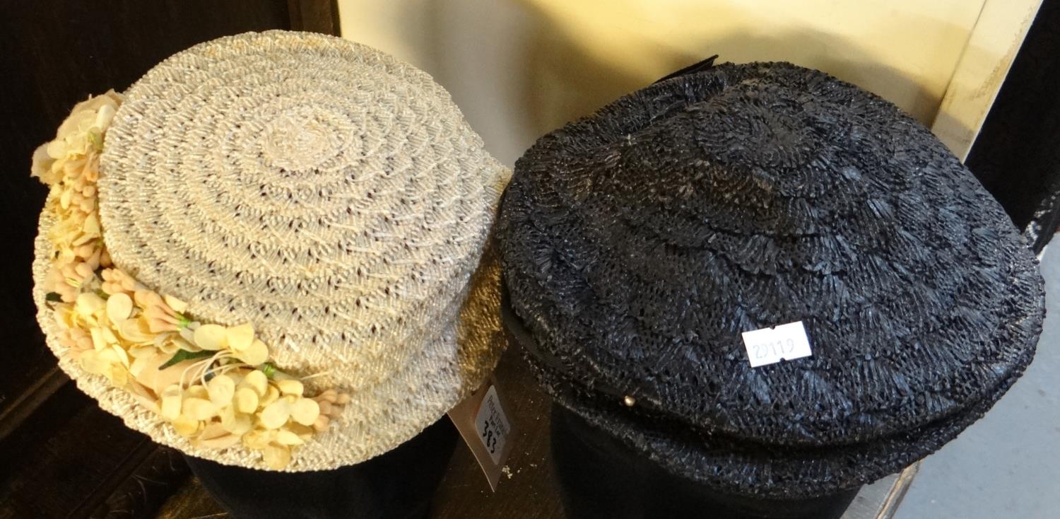 Two vintage straw cocktail hats, one with faux flower detail. (2) (B.P. 21% + VAT) - Image 2 of 2