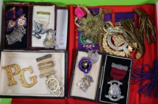 Box file comprising assorted items including: silver Order of the Oddfellows Manchester Unity