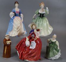 Four Royal Doulton bone china figurines to include: The Peggy Davies Collection 'Valerie', 'Fair