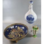 Royal Copenhagen Danish porcelain blue and white bottle vase depicting Rosenburg Castle together