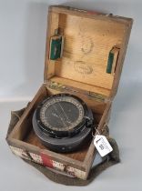 WWII period RAF aircraft compass, type R8 No. 137317B, with Air Ministry Crown and fitted box. As