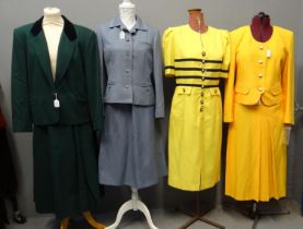 Collection of 70's/80's vintage fashion to include: Windsmoor grey skirt suit, Koret green woollen