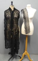 Antique black lace scarf. (B.P. 21% + VAT)