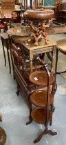 Collection of furnishing items to include: Edwardian three tier folding cake stand, Chinese style