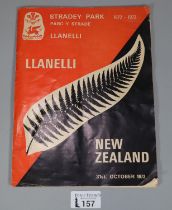 Llanelli V New Zealand 1972 Rugby Union programme. (B.P. 21% + VAT)