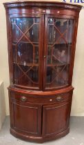 Edwardian style mahogany bow front astragal glazed display cabinet. (B.P. 21% + VAT)