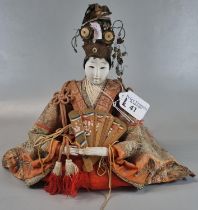 19th century Japanese Edo period character doll, dressed in period Kimono and fan. (B.P. 21% + VAT)