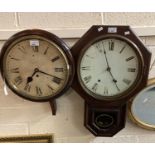 19th century mahogany cased school type single train fusee wall clock with painted Roman face. The