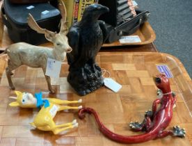 Beswick model of a stag together with a Babycham advertising fawn, resin sculpture of an eagle and a