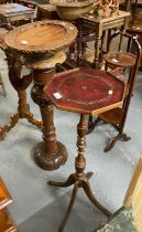 Collection of furnishing items to include: reproduction wine table, small oak stool and two