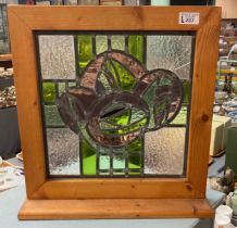 Stained glass and leaded window in pine frame. (B.P. 21% + VAT)