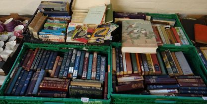 Four boxes of books to include: various classics leather bound and modern; Kipling, Rudyard; 'A