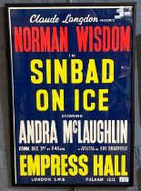 Mid century Empress Hall London theatre poster of 'Sinbad on Ice' staring Norman Wisdom and Andre