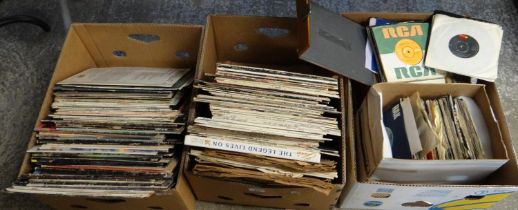 Three boxes of vintage vinyl records to include: Deep Purple, The Osmonds, David Cassidy, Status