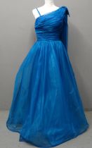 Vintage 1960's turquoise one shoulder ball dress, with tulle and other underskirts. (B.P. 21% + VAT)