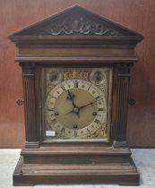 Early 20th century three train architectural Westminster chiming mantle clock. 43cm high approx. (