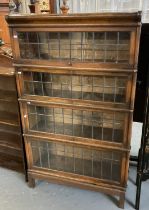Early 20th century oak Globe Wernicke glazed and leaded four sectional bookcase. (B.P. 21% + VAT)