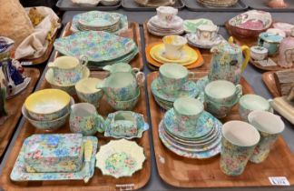 Four trays of assorted Shelley bone china items to particularly include: 'Melody' tea set and