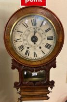 Victorian walnut two train drop dial wall clock. (B.P. 21% + VAT)