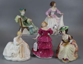 Five Royal Doulton bone china figurines to include: Figurine of the Year 1994 'Jennifer', '