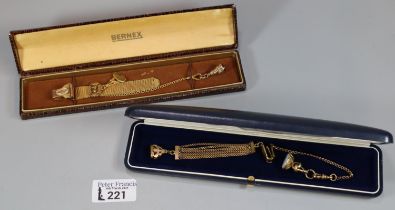 Two Victorian gold filled pocket watch chains and fobs. (B.P. 21% + VAT)