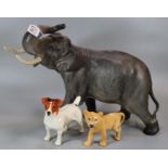 Large model Beswick study of an Elephant together with a Beswick Jack Russel Terrier dog and an a