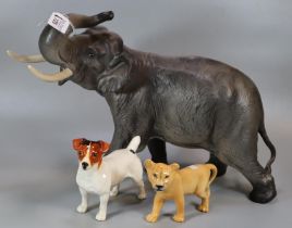 Large model Beswick study of an Elephant together with a Beswick Jack Russel Terrier dog and an a