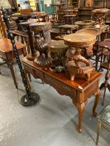 Collection of furnishing items to include: reproduction yew wood two drawer dresser base together
