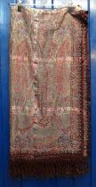 Antique printed paisley shawl with fringed edge. (B.P. 21% + VAT)
