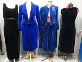 Collection of vintage mostly 1980's velvet items to include: a Choise by Danwear black column