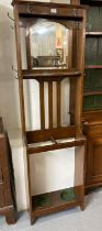 Early 20th century oak mirror back hall stand of narrow proportions. (B.P. 21% + VAT)