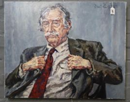 DAVID GRIFFITHS, (Welsh, born 1929) Portrait of Sir John "Kyffin" Williams, RA, signed. Oils on