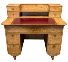 19th century Continental birch ladies writing desk with raised back having centre shelf flanked by